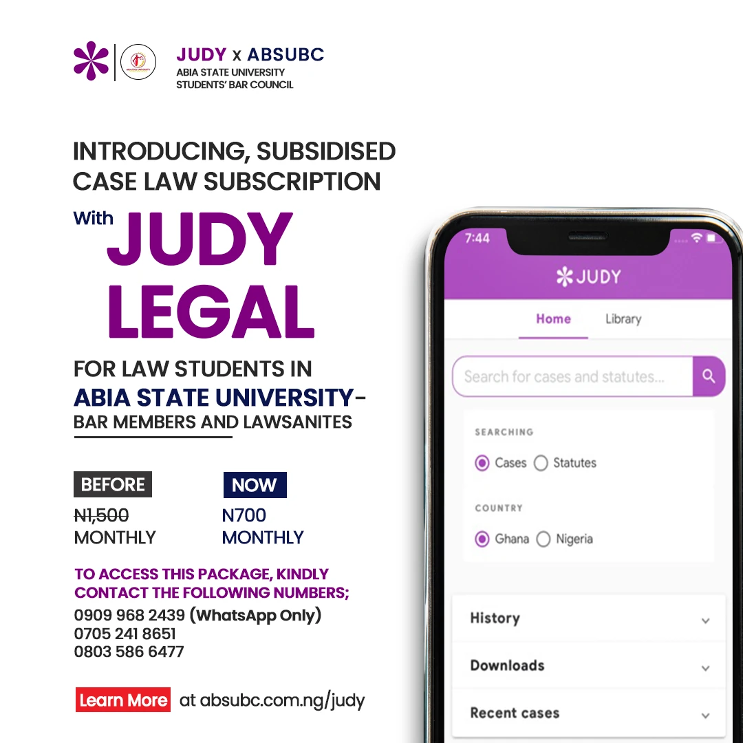 ABSUBC x Judy Legal Introducing Subsidised Case Law Subscription