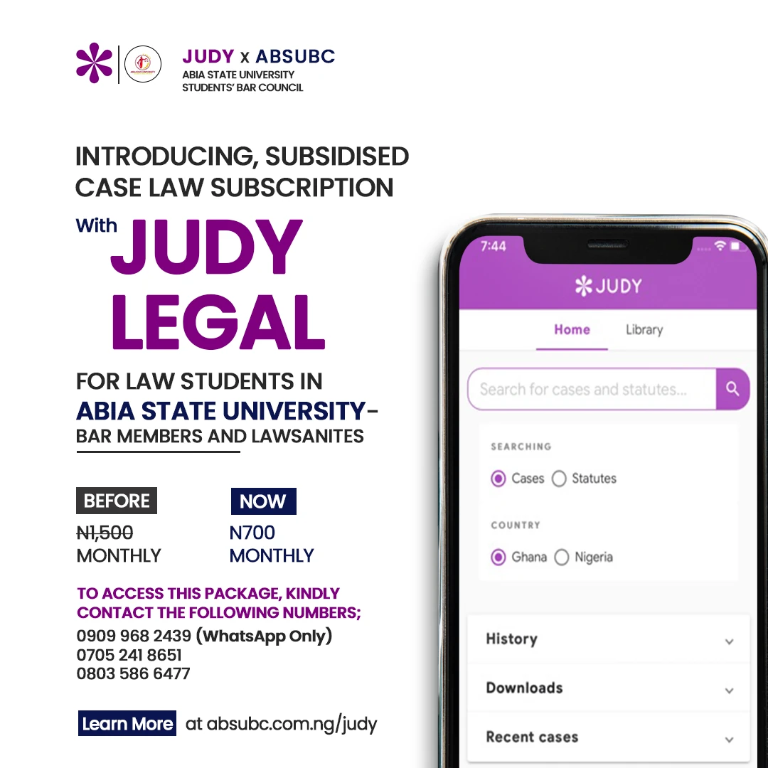 ABSUBC x Judy Legal Subsidised Case Law Subscription Navy Edition